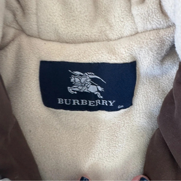 Vest jacket parka 3/6 months fleeced Burberry hood zip brown - Picture 3 of 4